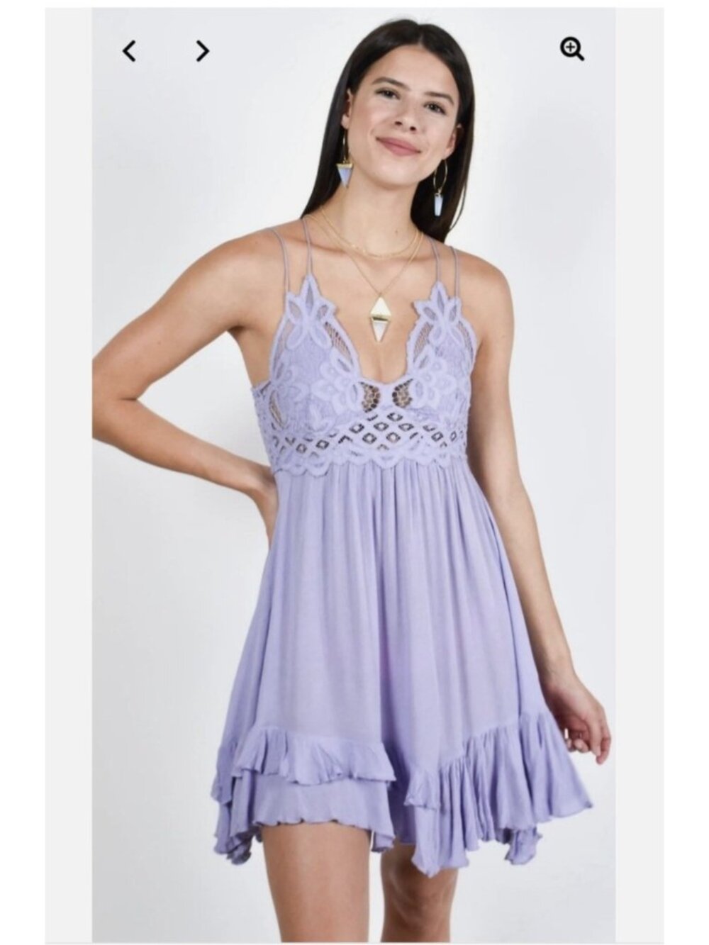 Free People Adella Slip Lace Lavender Mini Dress Size S/P - Picture 3 of 13